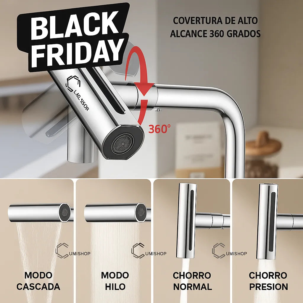 Grifo Multifuncional 4 en 1 con Ahorro de Agua