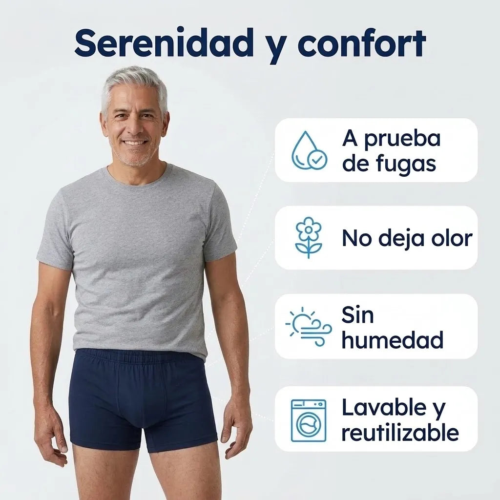 Bóxer azul a prueba de fugas